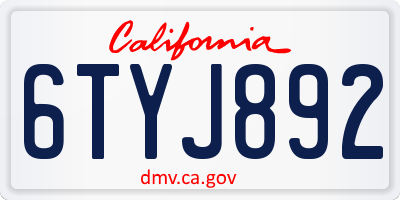 CA license plate 6TYJ892