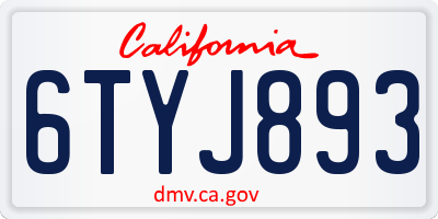 CA license plate 6TYJ893