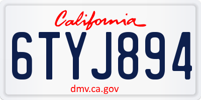 CA license plate 6TYJ894