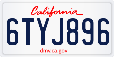 CA license plate 6TYJ896