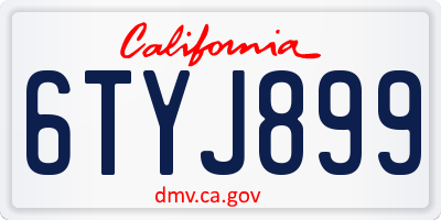 CA license plate 6TYJ899
