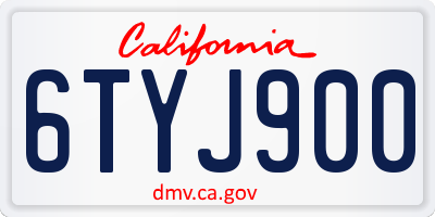 CA license plate 6TYJ900