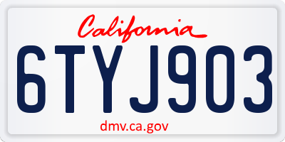 CA license plate 6TYJ903