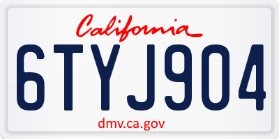 CA license plate 6TYJ904