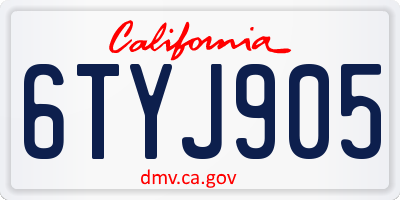 CA license plate 6TYJ905