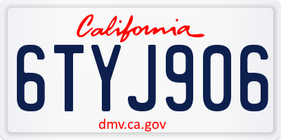 CA license plate 6TYJ906