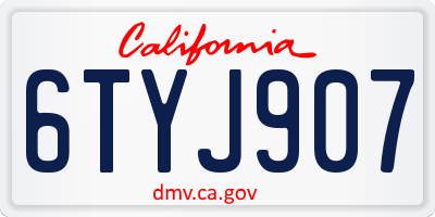 CA license plate 6TYJ907