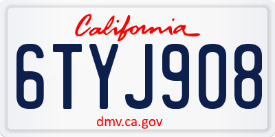CA license plate 6TYJ908
