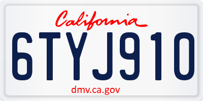 CA license plate 6TYJ910