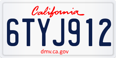 CA license plate 6TYJ912