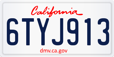 CA license plate 6TYJ913