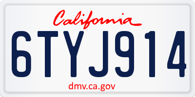 CA license plate 6TYJ914