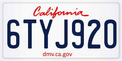 CA license plate 6TYJ920