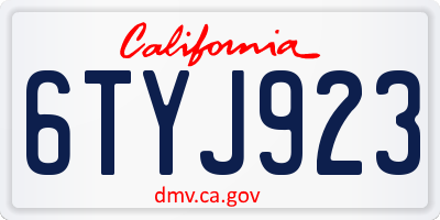 CA license plate 6TYJ923