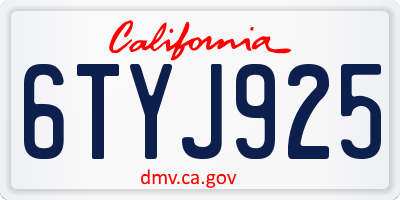 CA license plate 6TYJ925