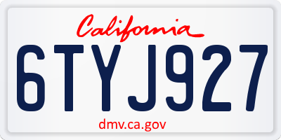 CA license plate 6TYJ927