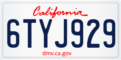 CA license plate 6TYJ929