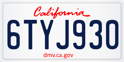 CA license plate 6TYJ930