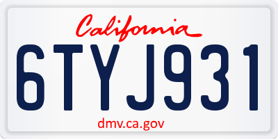 CA license plate 6TYJ931