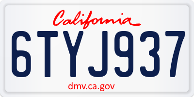 CA license plate 6TYJ937