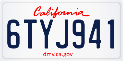 CA license plate 6TYJ941