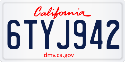 CA license plate 6TYJ942