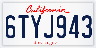 CA license plate 6TYJ943