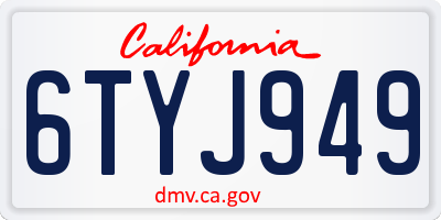 CA license plate 6TYJ949