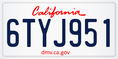 CA license plate 6TYJ951