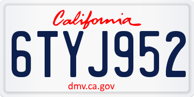 CA license plate 6TYJ952