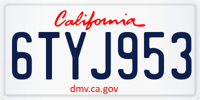 CA license plate 6TYJ953