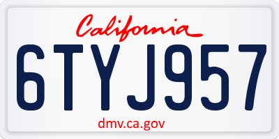 CA license plate 6TYJ957