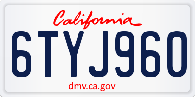 CA license plate 6TYJ960