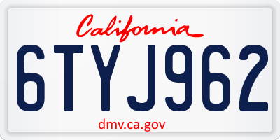 CA license plate 6TYJ962