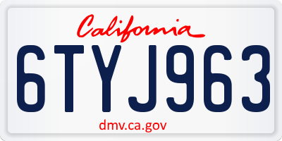 CA license plate 6TYJ963
