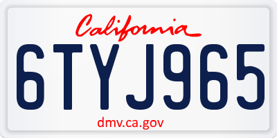 CA license plate 6TYJ965