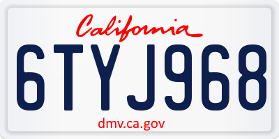 CA license plate 6TYJ968