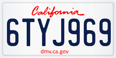CA license plate 6TYJ969