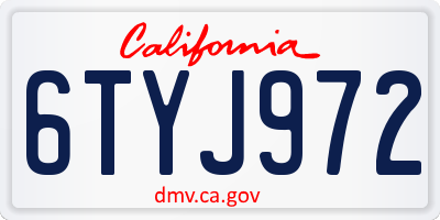 CA license plate 6TYJ972