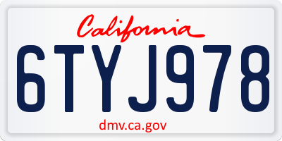 CA license plate 6TYJ978