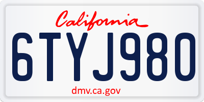 CA license plate 6TYJ980