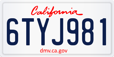 CA license plate 6TYJ981