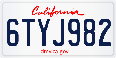 CA license plate 6TYJ982