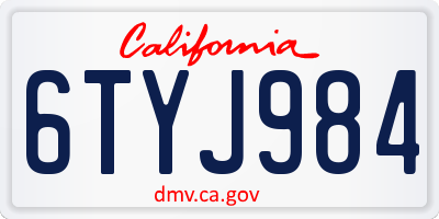 CA license plate 6TYJ984