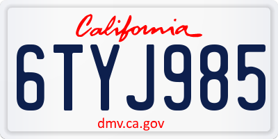 CA license plate 6TYJ985