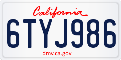 CA license plate 6TYJ986