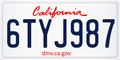CA license plate 6TYJ987