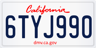 CA license plate 6TYJ990