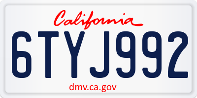 CA license plate 6TYJ992