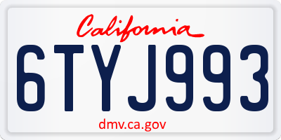 CA license plate 6TYJ993